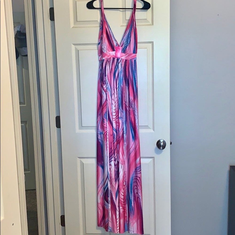 Pink Caribbean Tie Dye Maxi Dress!